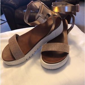 Copper/rhinestone sandals